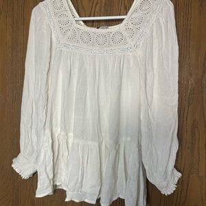 American Eagle Outfitters White Eyelet Blouse
